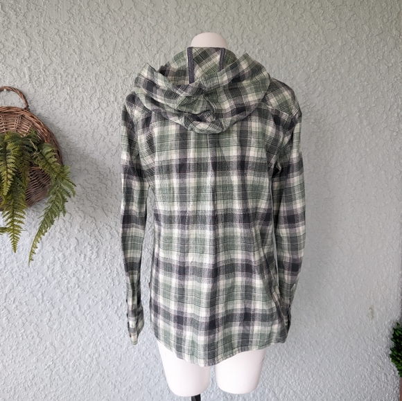 Carhartt hooded button down flannel green‎ size sm - Picture 4 of 6